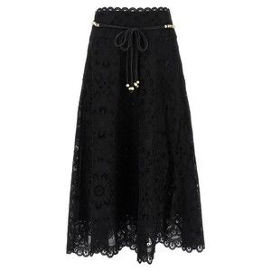 Zimmermann Flared Midi Skirt With Embroidered Openwork Design - NWT